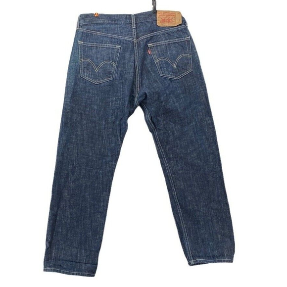 Levi's Mens 501 Jeans 36x30 Regular Fit Dark Wash Denim Button Fly Blue - Picture 2 of 11
